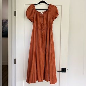 Böhme Burnt Orange Midi Dress – Size M